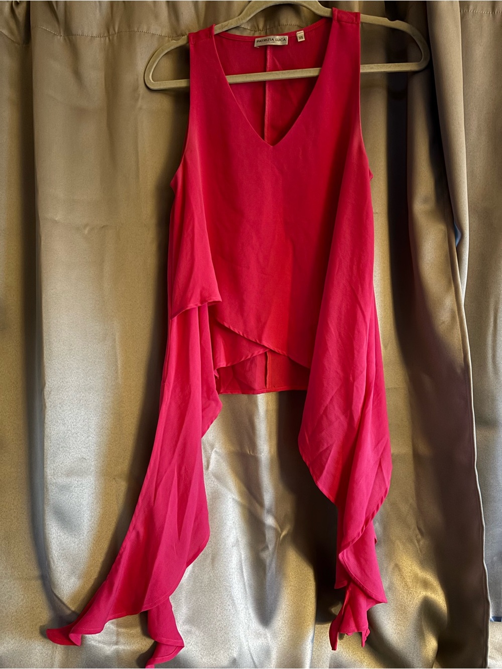 Patrizia Luca Milano Fuchsia Asymmetrical Draped Sleeveless Blouse xs